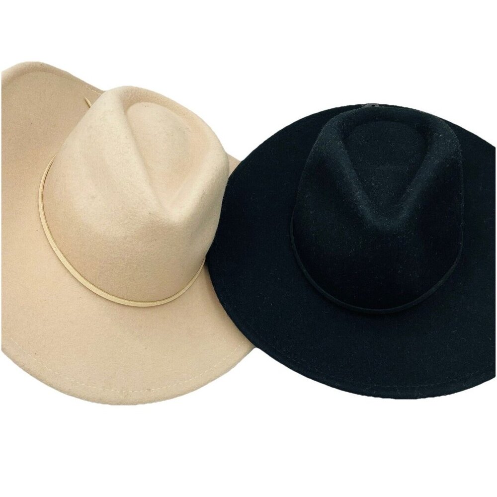 Sonoma Women's 1 Black, 1 Off White Wool Fashion Hat Sombrero Adjustable 2 Pack